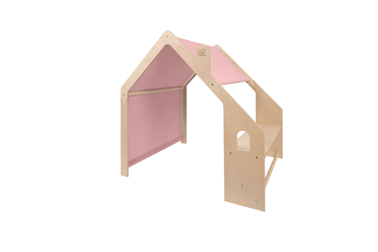 MeowBaby® Natural Wooden House for Kids - Pink Roof